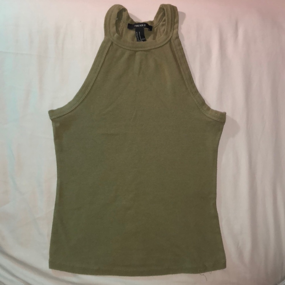 Super comfy olive halter top